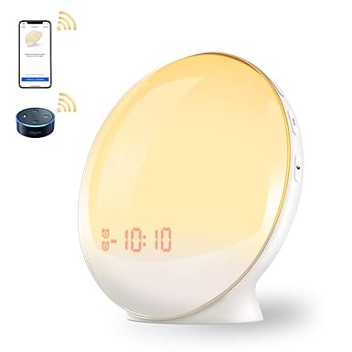 Lichtwecker,Wake Up Licht, Wecker Mit Sonnenaufgangssimulation Simulation Wecker Digitaler LED Weecker Doppelwecker mit 7 Far