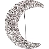 PACKOVE Full Diamond Moon Brooch Pin - Metal Suit Jewelry Pin Badge Shawl Alloy Rhinestones