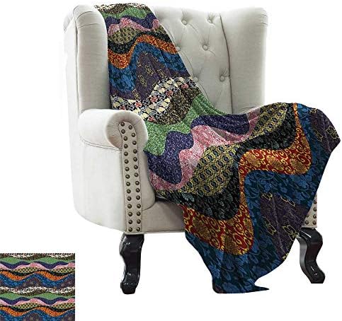RenteriaDecor Fabric Decor，Bed Sheet Asian Patchwork with Flowers Floral Pattern Oriental Style Decorative Print 70"x50" Super Soft Boys Warm Blanket Multicolored