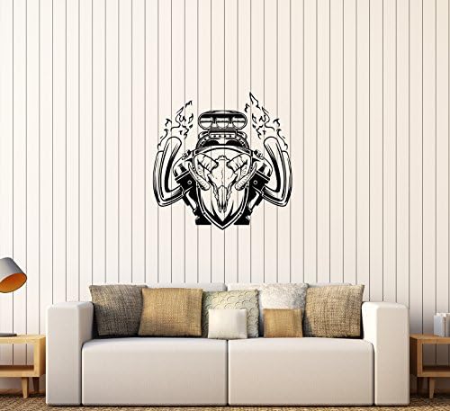 Wall Vinyl Sticker Decal Motor Power Speed Machine Fuel Fire Skull Decor Unique Gift (ed530)