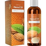 100% Pure Sweet Almond Oil for Skin Nails and Hair Growth Aromatherapy Carrier Oil Moisturizing Anti-Aging Treatment Massage Oil for Stretchmarks Scars Dark Circles Wrinkles Beauty Oil for Smooth Skin