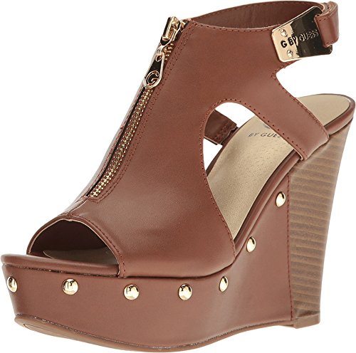 G by GUESS Women's Shifter Dark Rio Maple Havana PU Wedge