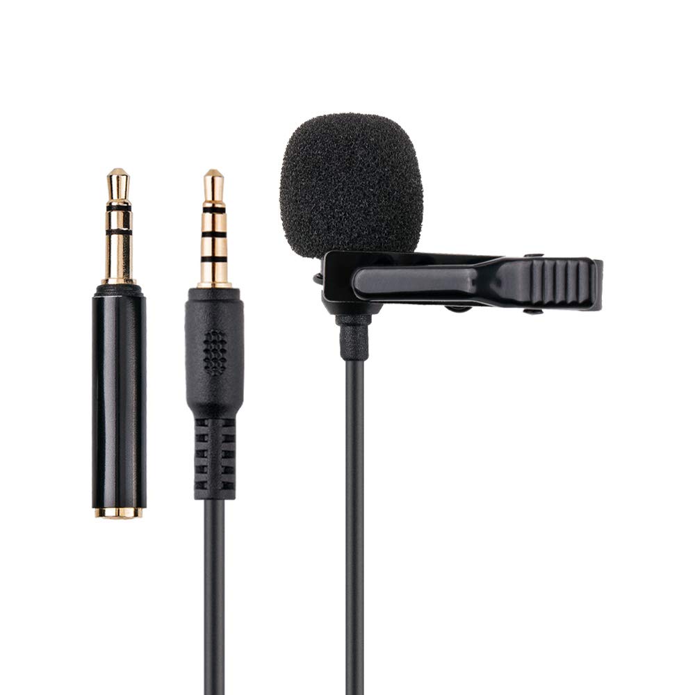 KIWIFOTOS Omnidirectional Lavalier Microphone, 3.5mm TRS TRRS Condenser Lavalier Lapel Microphone Recording Mic for Camera Camcorders PC Smartphones Camcorders ZOOM Handy Recorders (2m / 6.6')