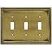 BRAINERD 64736 Beaded Triple Toggle Switch Wall Plate / Switch Plate / Cover, Tumbled Antique Brass