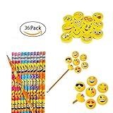 Rhode Island Novelty Emoji Party Favor and Giveaway Pencil, Eraser and Sharpener Gift Set, 36-Piece