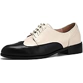 U-lite Womens Pointed-Toe Wintip Brouge Oxford Shoes Open-Vamp Vintage Shoes Green and Brown