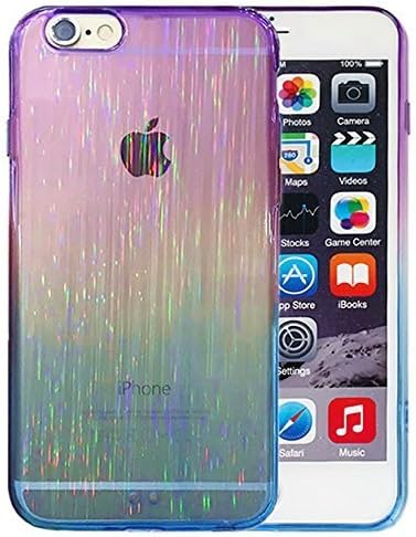 Iphone 6s Case, Iphone 6 Case, Laser Luxury [ Rainbow Gradient ] Translucent Soft Flexible TPU Slim Fit Cover Case for Iphone 6, 6s 4.7 Inch ( Purple Blue )