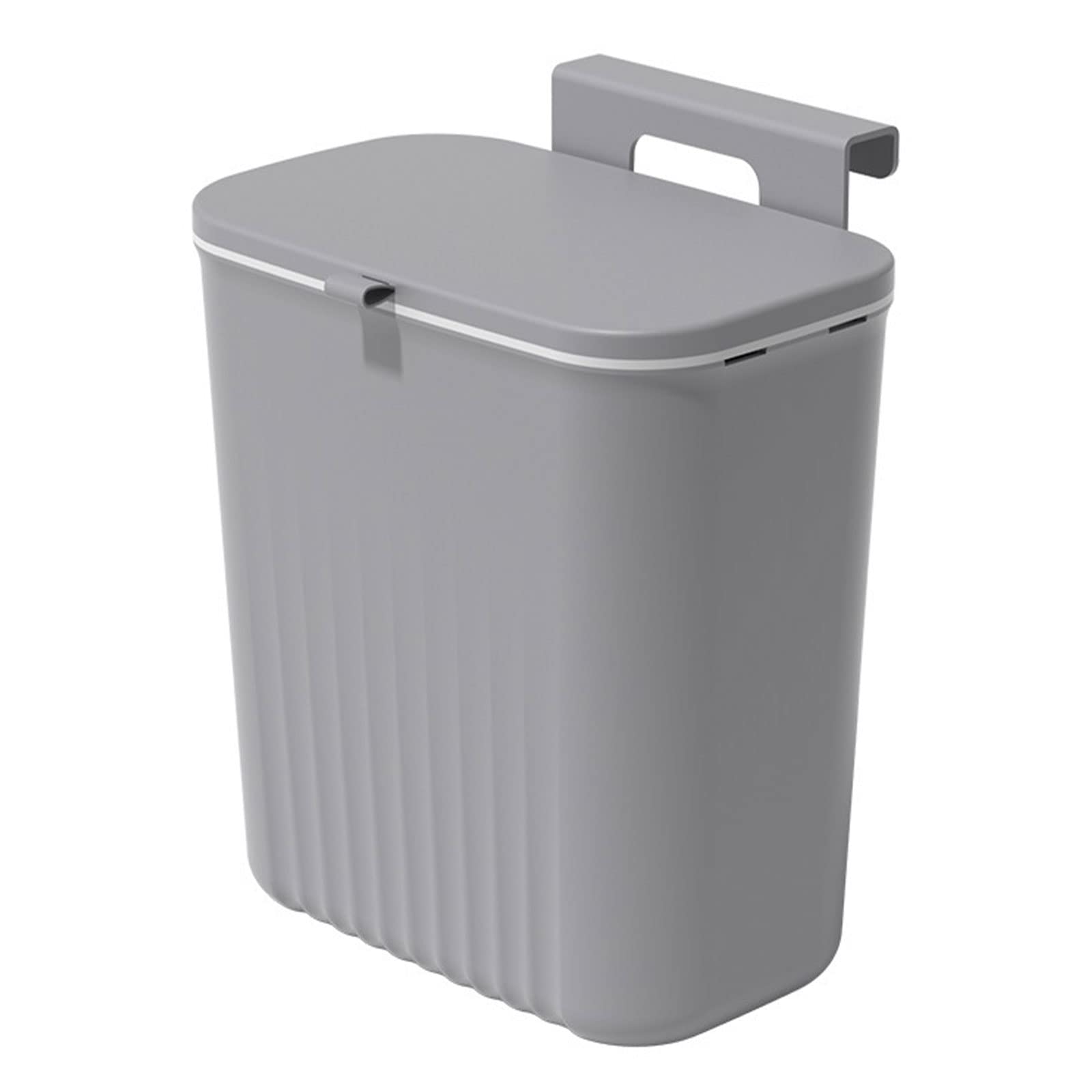 Bncxdc Kitchen Bin, Kitchen Waste Bin with Cover, 9.5 Litres Under Counter Trash Can, Wall Mounted Rubbish Can for Home Cabinet Bathroom Office, Gray