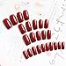 Bridalvenus Set of 24 False Nail Chic Exquisite Wine Red Bridal Fake Nail Full Cover Nail Tips - Press on Nail Long Square with Glue and Adhesive Tab for women and girls