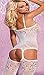 Women's Sexy Lingerie Fishnet Open Crotch Body Stocking Bodysuit Nightwear (White)