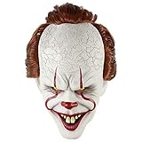 ZIFUNMUR Adult Horror Clown Joker Stephen Latex Costume Mask Scary Halloween Cosplay Party Decoration Props White