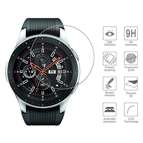 (4 Pack) Galaxy Watch 46mm HD Screen Protector, Protective Film [3D Curved] [Case Friendly] [Anti-Scratch] 9H Hardness Tempered Glass Screen Protector,for Samsung Galaxy Watch 46mm