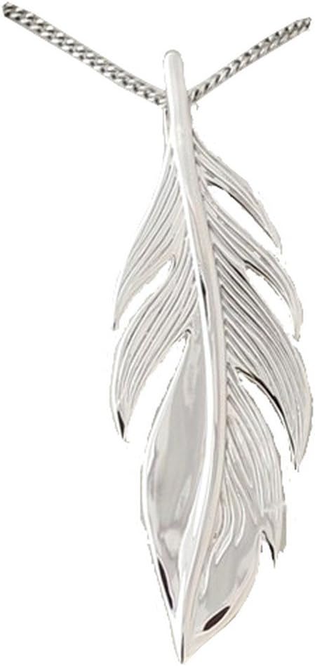 Indian Feather Pendant in Solid 925 Silver Rhodium Plated Necklace Set with Chain and Box]