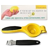 Lemon Lime Squeezer, Lemon Zester and Channel Knife Set. Manual Citrus Juicer Press. No Slip Grip, Lightweight, Easy to Use, Clean & Store