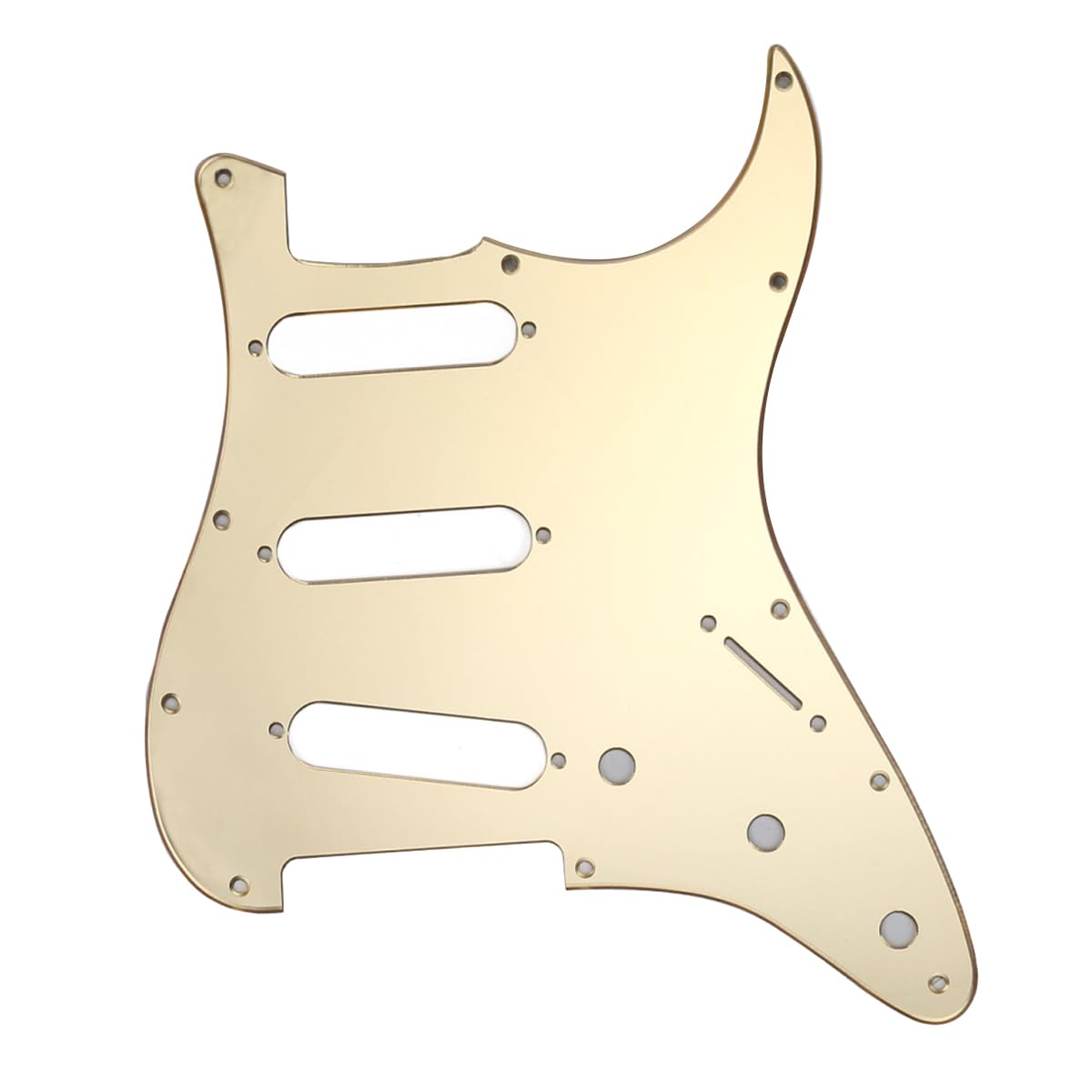 Musiclily 11 Hole SSS Strat Pickguard Scratch Plate for Fender USA/Mexican Standard Stratocaster Modern Style Electric Guitar, 1Ply Gold Mirror Acrylic โ image 1