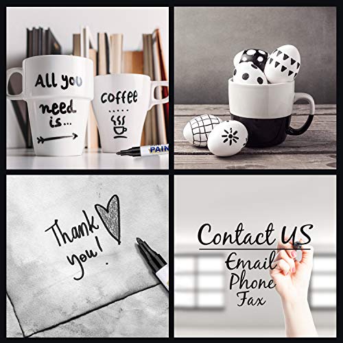 AVAVA Metallic Paint Markers Pens for Rocks,Ceramic,Metal, Glass,Halloween Pumpkin,Wood,Fabric,Plastic,Paper,Christmas DIY Art Crafts,Medium Tip with Quick Dry (3Black+ 3White)