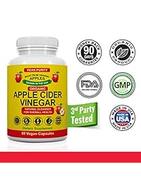 Cápsulas de vinagre 100 % orgánicas de manzana cruda, limpiador natural de desintoxicación y...