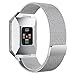 hooroor for Fitbit Ionic Bands Small and Large for Women Men, Fully Magnetic Closure Clasp Mesh Loop Milanese Stainless Steel Metal Band (Silver Large)