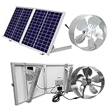 ECO-WORTHY 25W Solar Powered Attic Ventilator Gable Roof Vent Fan with 30W Foldable Solar Panel - Solar Fans for Home Attic, Greenhouse, RV or Outdoor, Ready-to-Use Solar Vent Fan, Solar Roof Vent
