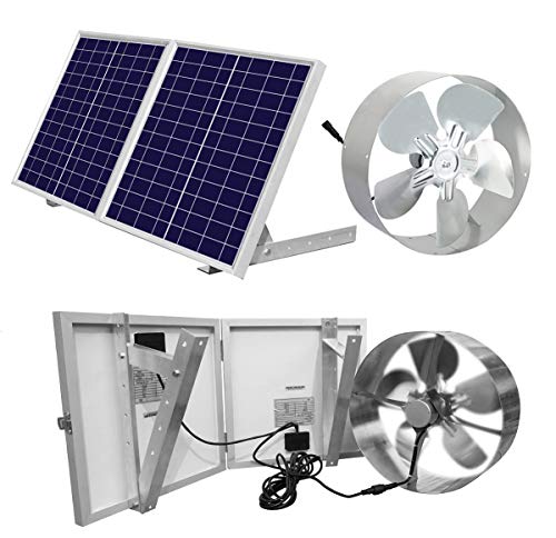 ECO-WORTHY 25W Solar Powered Attic Ventilator Gable Roof Vent Fan with 30W Foldable Solar Panel - Solar Fans for Home Attic, Greenhouse, RV or Outdoor, Ready-to-Use Solar Vent Fan, Solar Roof Vent