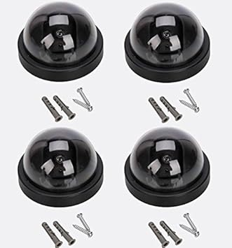 Lifestyle-You 4 Pcs Dummy CCTV Dome Camera With Blinking Red Led Light For Home Or Office Security - Black