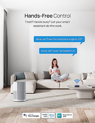 Dreo Air Purifiers for Bedroom, Smart WiFi Alexa/Google Control, Fits for Allergy, Pets, 3-in-1 Filter, Removes Up to 99.97% of Particles Dust Smoke Pollen, 20dB Low Noise, PM2.5 Sensor 6 Modes