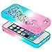 iPhone 5C Case with Screen Protector HD Clear for Girls Kids Women, NageBee Glitter Liquid Quicksand Waterfall Floating Flowing Sparkle Shiny Bling Diamond Cute Case for iPhone 5C -Pink/Aqua