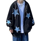 Hopecn Star Women Men Y2K Hoodies Aesthetic Zip Up Jackets Grunge Oversized Sweatshirt Punk Fashion Streetwear Clothes