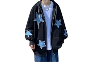 HOPECK Hopecn Star Women Men Y2K Hoodies Aesthetic Zip Up Jackets Grunge Oversized Sweatshirt Punk Fashion Streetwear Clothes