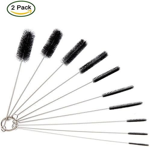 Nylon Brush Set 2 Pack Danslesbls Cleaning Brushes Nylon Tube Brushes 20 pieces for Drinking Straws Glasses Keyboards Jewelry Cleaning