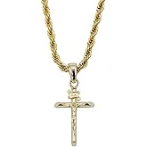 GLD Simple Gold-Plated Cross Necklace for Men and Women - Minimalist Plain Cross Pendant with Rope Chain, Cuban Chain 16-22 Inch - Designed in Miami - Built to Last