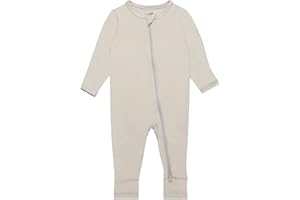 GUISBY Baby Footless Rompers, Rayon Pajamas 2 Way Zipper with Long Sleeve Sleeper