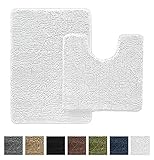 The Original GORILLA GRIP Slip-Resistant Shaggy Chenille Bathroom Rug Set, Includes Contoured for Toilet and 30î x 20î, Machine-Washable, Perfect for Bath, Tub, and Shower (White, Curved Set).