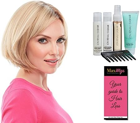 Top This 8" Long Color 613RN Pale Natural Gold Blonde - Jon Renau Wigs Remy Human Hair Topper Women's Monofilament Clip In Crown Volumizer Top Piece Bundle with Travel Kit, MaxWigs Hairloss Booklet