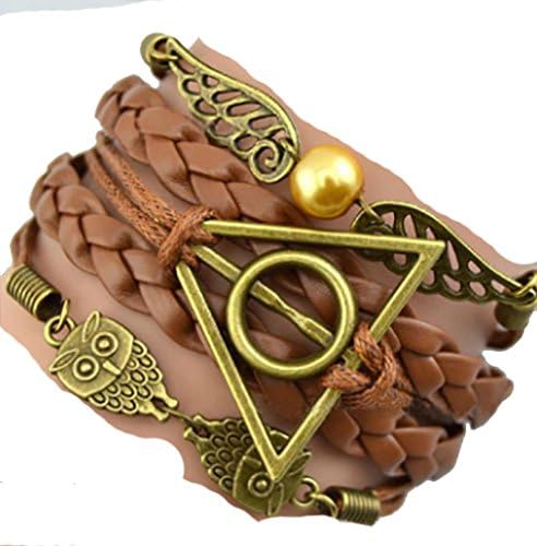 Peace River Designs Harry Potter Deathly Inspired Hallows Owl Infinity Leather Charm Bracelet -Believe Freedom