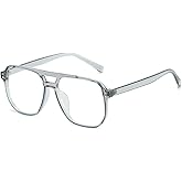 JOVAKIT Aviator Blue Light Blocking Glasses for Women Men, Fashion Fake Nerd Clear Square Pilot Frame Computer Glasses