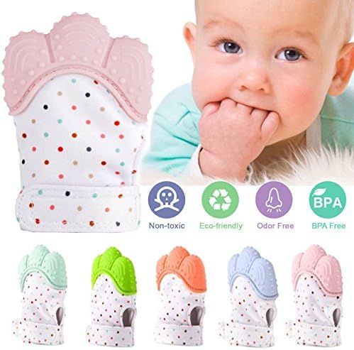 Freshbee Baby Teething Mitten by Original Silicone BPA FREE Safe Food Grade Handy Glove Toy or Teething Ring for Babies Gum Pain, Teething Relief, Self-Soothing Fun (Pink)