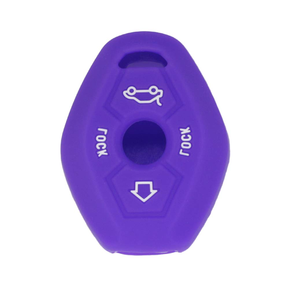 BROVACS Silicone Cover Protector Case Holder Skin Jacket Compatible with BMW 3 Button Remote Key Fob CV4902 Deep Purple — image 1