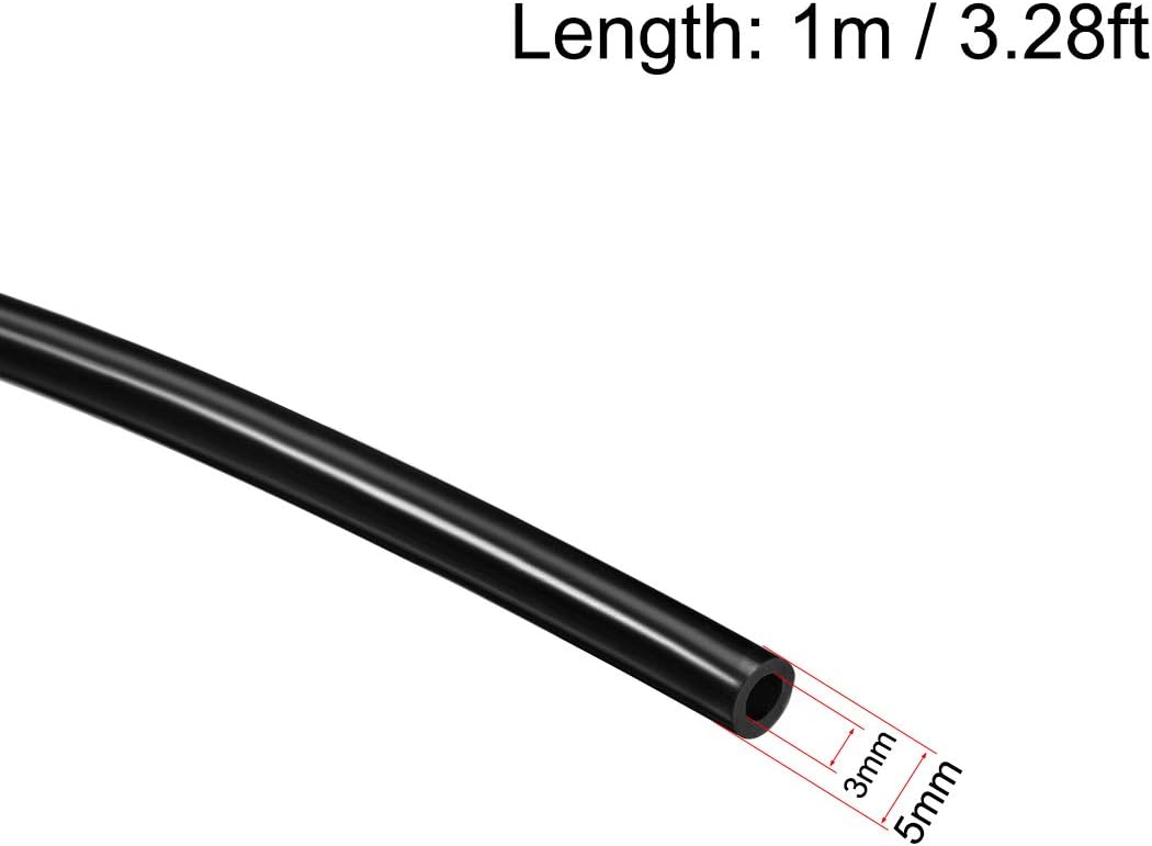 sourcing map Silicone Tubing 1/8"(3mm) ID x 3/16"(5mm) OD 3.3ft Silicone Rubber Tube Air Hose Water Pipe for Pump Transfer Black - Image 3