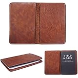 Marycrafts Handmade Refillable Leather Composition Notebook Moleskine Cover, Field Note Covers 3.5"x5.5" Brown