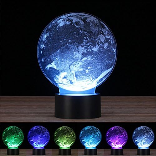 New Style 3D Laser Engraving Night Light Thouch Table Desk Lamp &amp;USB，Crenye 7 Colors Change for Holiday Gifts (Earth)