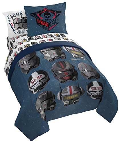 Jay Franco Star Wars The Bad Batch Hardhats 7 Piece Full Size Bed Set - Includes Comforter & Sheet Set - Bedding Features Hunter and More - Super Soft Fade Resistant Polyester