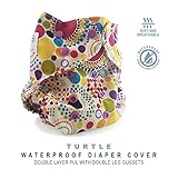 Baby Tooshy Cloth Diaper Covers with Double Gussets. Waterproof, Adjustable & Reusable. One Size for Prefolds/Flats/ Inserts. Turtle