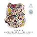Baby Tooshy Cloth Diaper Covers with Double Gussets. Waterproof, Adjustable & Reusable. One Size for Prefolds/Flats/ Inserts. Turtle