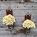 Rustic Mason Jar Wall Sconce Set of 2, With or Without Flowers