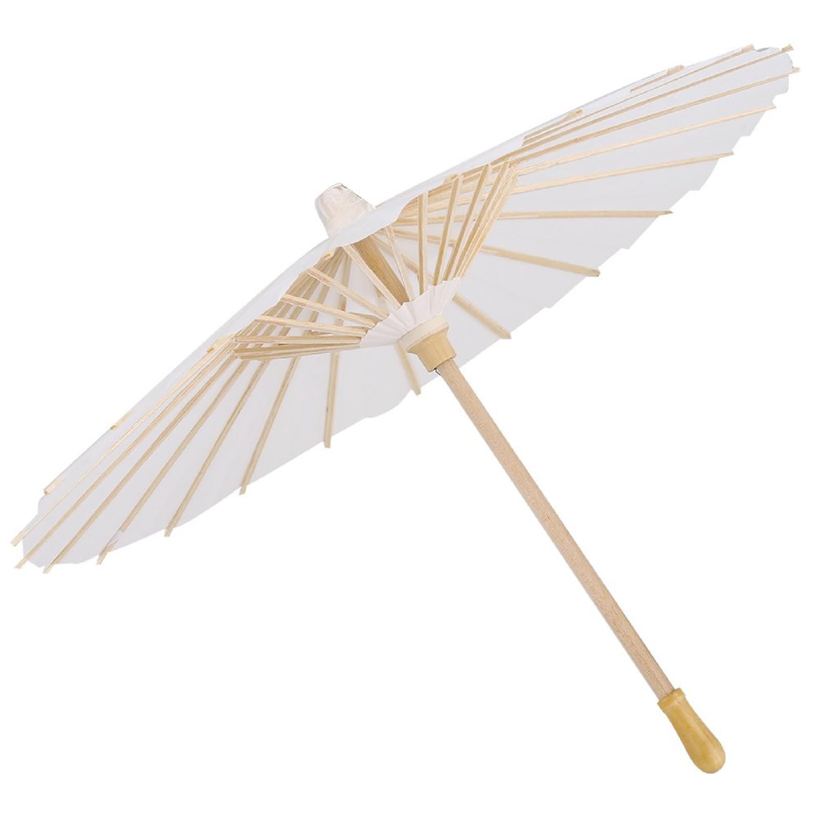 YUMILI Paper Parasol Umbrella, Chinese Japanese Decorative Umbrella White Colour Paper Decorative Umbrella Parasol Wedding Bridal Party Decor,Cosplay Photography Prop(Diameter 60cm)