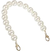 uxcell Imitation Pearl Purse Strap, 12" Bag Extender Chain with Lobster Buckle Handbag Purse Chain Replacement Beaded Strap for DIY Handbag Hang Bag Accessories, 16mm Gold