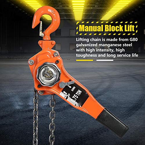 Lever Hoist, 0.75t Orange Color Chain Block Hoist Ratchet Hoist Ratchet Lever Pulley Lifting 3meters - Image 3