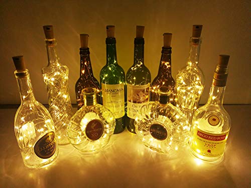 image for Aluan Wine Bottle Lights with Cork 10 Pack 12LED Bottle Lights Battery