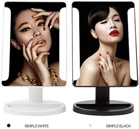ZT LED Cosmetic Mirror Desktop Mirror Square Cute European Princess Mirror Vanity Mirror With Light Highlight Mirror , black